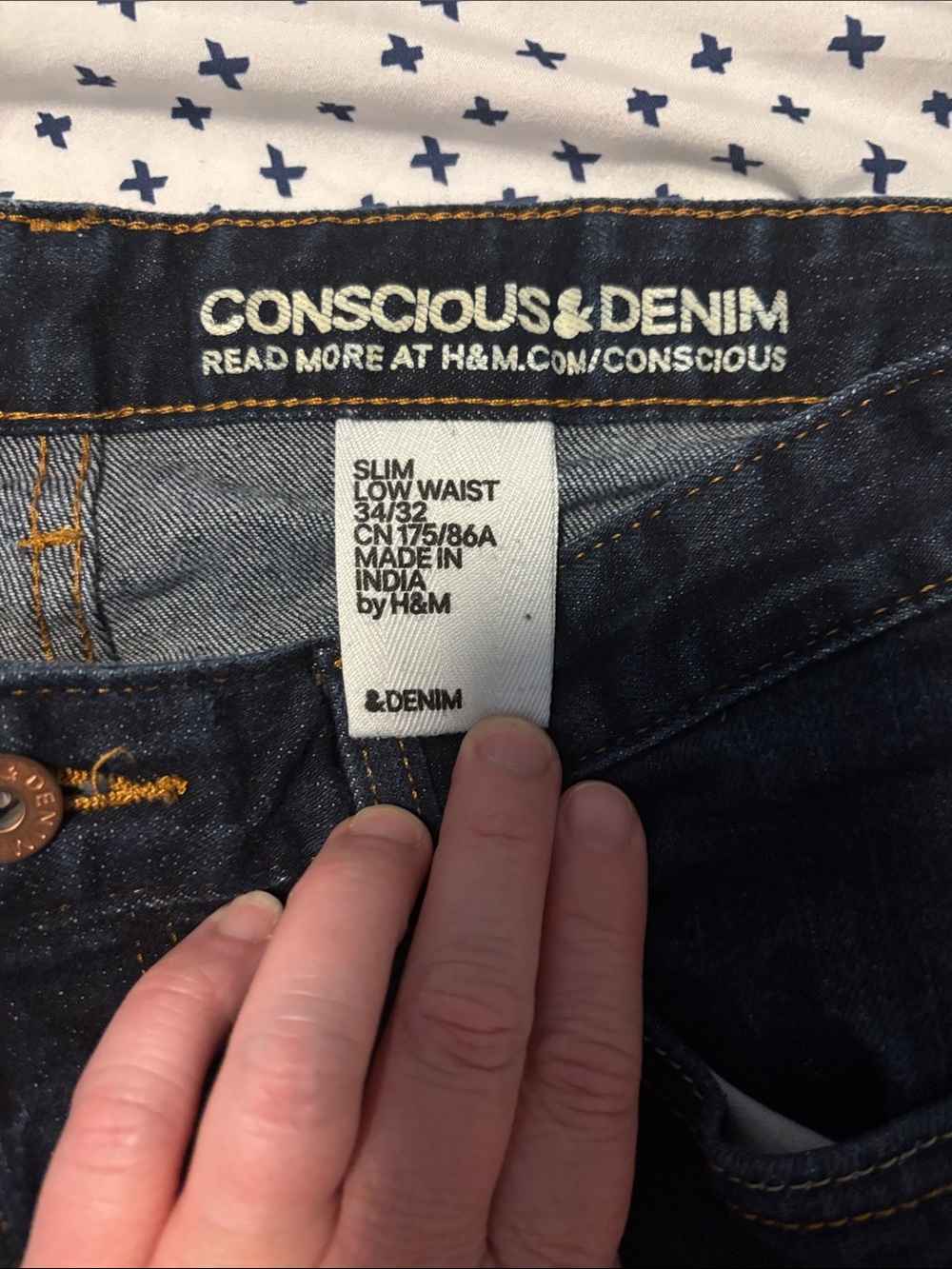 Men’s H&M Dark Blue Slim Low Waist Conscious Denim Jeans